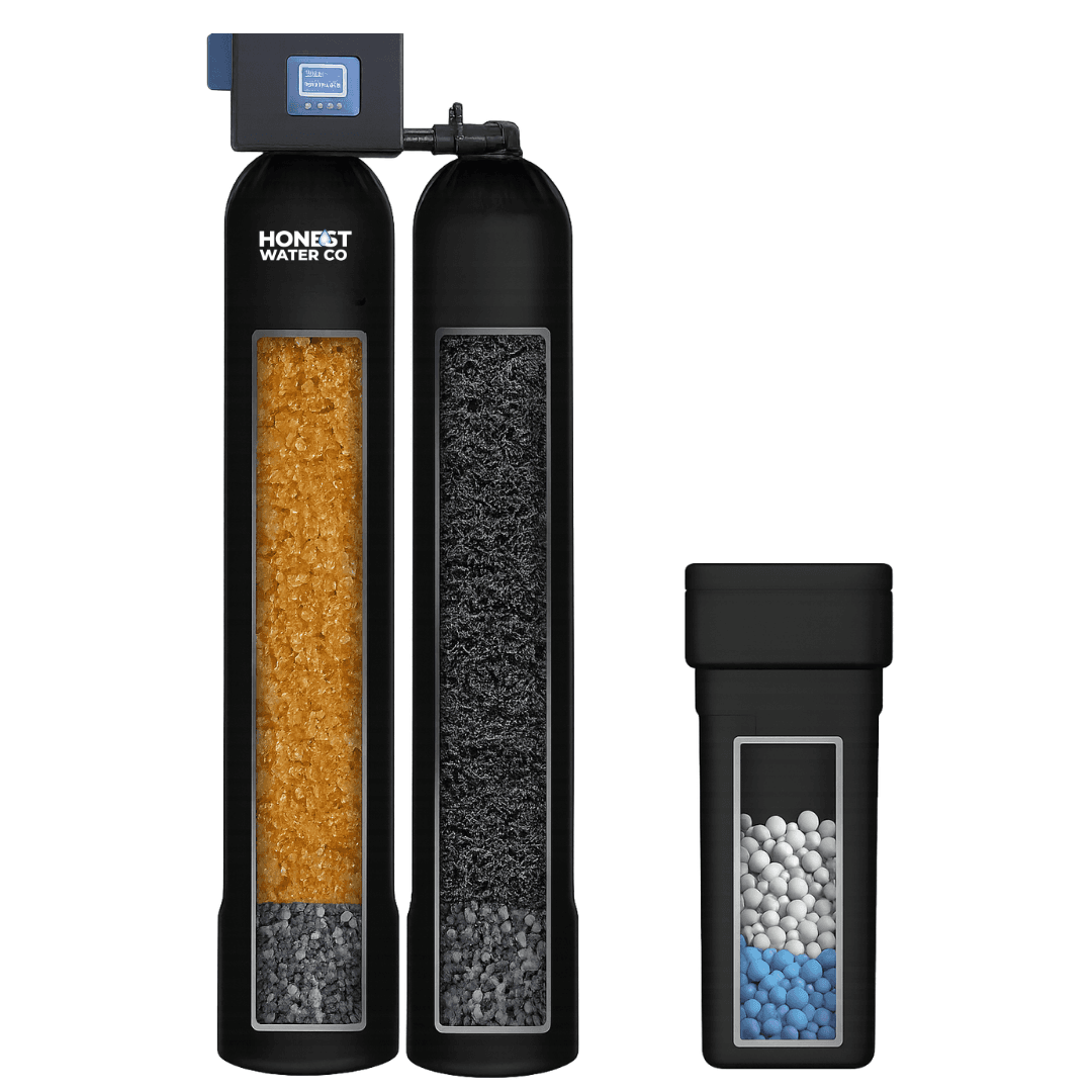 Honest Water Co. two-tank city water system with brine tank